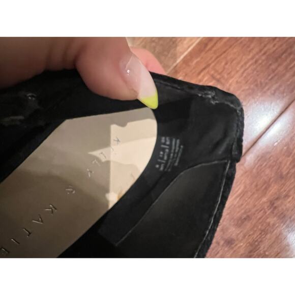 Kelly and Katie Black Open Toed Velvet Heeled Ankle Boot Sz 10 Bow tie Stiletto - Picture 14 of 16